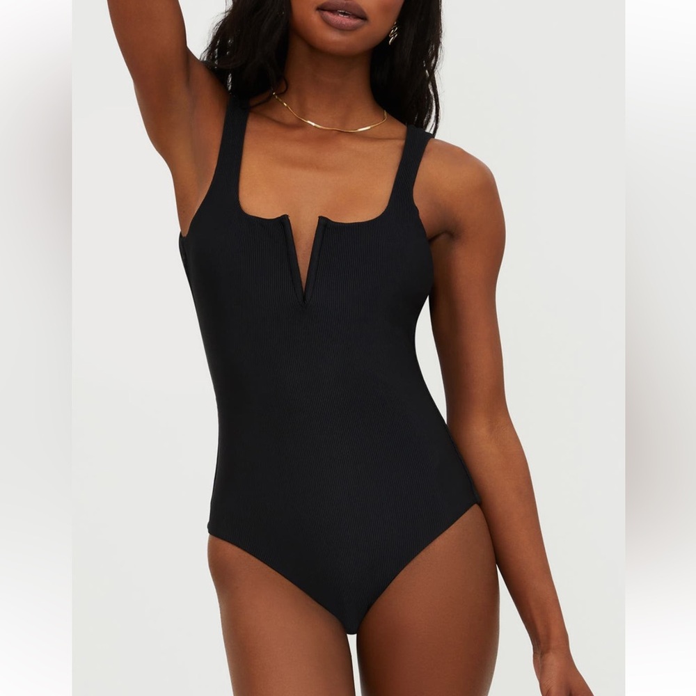 New Beach Riot Tropez V Wire Ribbed One Piece Swimsuit